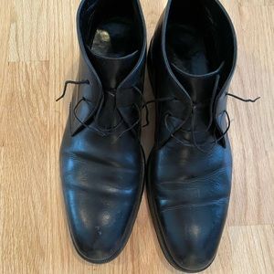 Ferragamo black leather lace up boots